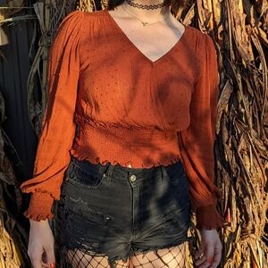 Women's Rust V-Neck Top